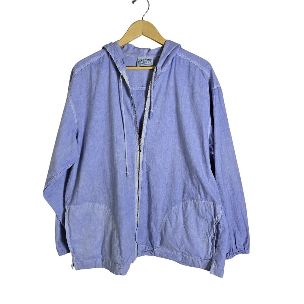 VINTAGE Fresh Produce 100% Cotton Full Zip Lightwetight Hooded Jacket XL - Picture 1 of 8